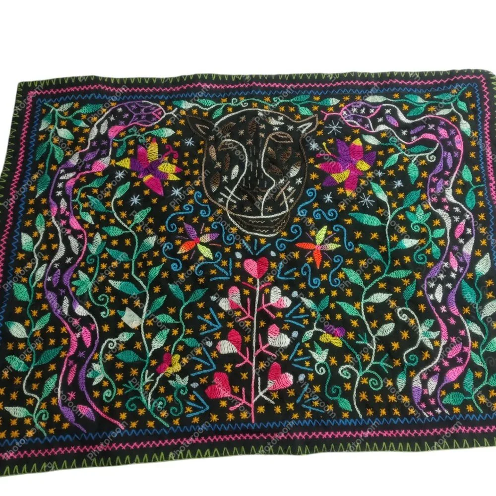 Hand Embroidered Shipibo Blanket Ancestral Spiritual Design